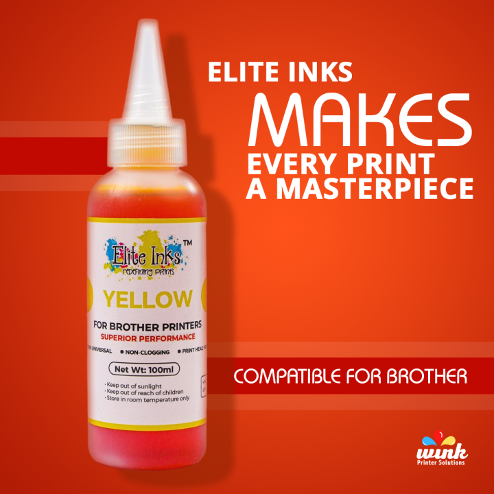 Elite Ink Brother Black Cyan Yellow Magenta Premium Dye Ink Refill