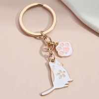 Cute Keychain Cat Pet Paw Key Ring Animal Footprints Key Chains Souvenir Gift For Women Men Handbag Accessorie Handmade Jewelry Key Chains