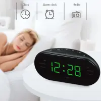 HobbyLane DC 5V LED Digital Alarm Clock With AM/FM Radio Home Decoration Sleep/Snooze function Clock EU Plug Clock