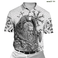 【high quality】  Mens Summer Viking Style Printed Polo Shirt with Loose Sleeves And Casual Shorts size：s-6xl