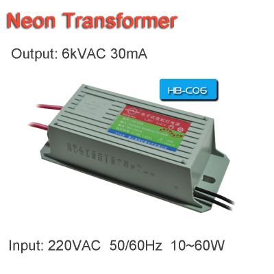 Load 6M 60W Neon Electronic Transformer Power Supply HBC06 Neon Rectifier Input 220VAC 50/60Hz Output 6kVAC 30mA Free shipping Electrical Circuitry Pa