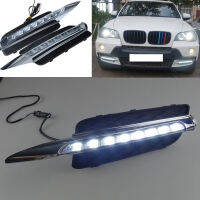 ไฟกระพริบสำหรับรถยนต์2ชิ้น DRL สำหรับ BMW X5 E70 2007 2008 2009 2010กลางวัน Lampu Jalan ตอนกลางวันมีประกันไฟฉายคาดศีรษะที่คลุมหลอดไฟ