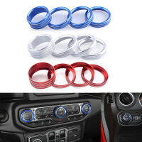 4PcsSet Car Air Conditioner Switch Knob Ring Cover Decoration Trim For Jeep Wrangler JL 2018 2019 2020 CNC Aluminum