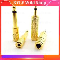 KYLE Wild Shop 2pcs 6.35mm 1/4" mono Male To 3.5mm 1/8" Female Connector Jack Audio Speaker Mono Terminal Plug Headphone Adapter Gold Plated 6.5mm