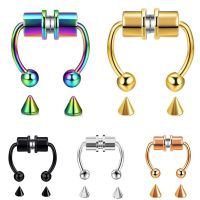 1PCS Stainless Steel Fake Nose Ring Clip Fake Septum Piercing Magnet Non Piercing Nose Ring Fake Septum Piercing False Jewelry