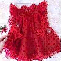 ZZOOI Baby Girls New Year Red Dressed for Chritsmas Eve Dots Dress 3 6 8 Yrs Girls Xmas Party Dress Children Bridemaid Prom Dres