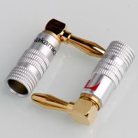 ✻ 4PCS Banana Plug Right Angle 90 Degree 4mm Gold-Plated Video Speaker Adapter Audio Connector Banana Connectors