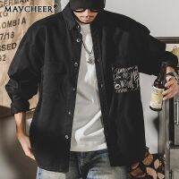 MAYCHEER   เสื้อแจ็กเก็ตผู้ชายแขนยาวแจ็คเก็ตรูดซิปมีหมวกสีทึบ,เสื้อแจ็คเก็ตใหม่ฮาราจูกุ