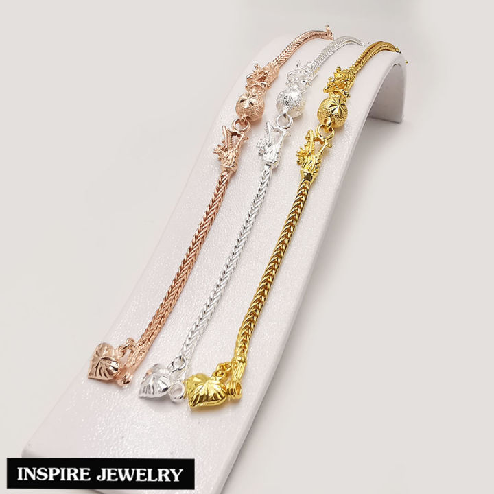 inspire-jewelry-สร้อยข้อมือ-มังกรคู่อุ้มแก้ว-หุ้มทองแท้-100-24k-งานจิวเวลรี่-งานร้านทอง-น้ำหนัก-2-สลึง-ทอง-เงิน-และนาค