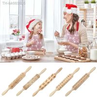 ♦♈ Wood Christmas Printing Rolling Pin Wooden Carvings Embossing Elk Snowflake Christmas Tree Snowman Rolling Pin Cookies Crafts