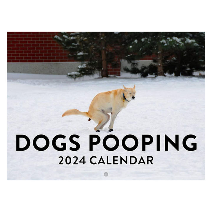 2024 Dog Pooping Wall Calendar Pooches Calendar Funny Daily Organiser