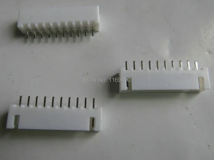 100 pcs White 10 pin XH2.54 male straight pin socket connector