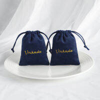 Navy Blue เครื่องประดับ Drawstring กระเป๋ากำมะหยี่นุ่มกระเป๋าเชื้อราเปิดสไตล์งานแต่งงานของขวัญกล่องบรรจุภัณฑ์ Candy Bread Case