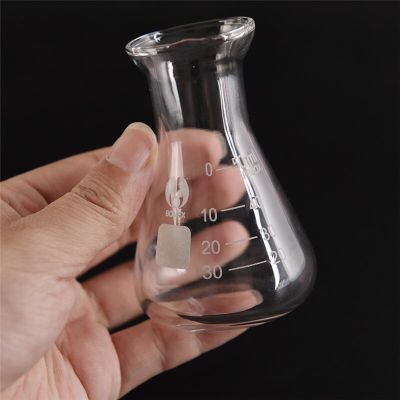 【♘COD Free Cas♘】 bkd8umn ขวดแก้วสามเหลี่ยมใสกว้างขวดทดลองพลาสติกฟลาสค์รูปทรงกรวยอุปกรณ์แลบรารี1ชิ้น
