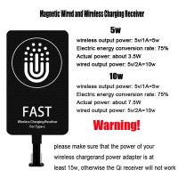 อุปกรณ์รับสัญญาณชาร์จไร้สาย Qi สำหรับโทรศัพท์แอนดรอยด์อะแดปเตอร์ชาร์จในรถยนต์ไร้สายอย่างเร็วสายชาร์จแบบมีสายแม่เหล็ก
