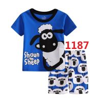 COD SDFGDERGRER Cartoon Printed Kids Boys Shawn the Sheep Pajamas Sleepwear Short Sleeve Casual Pyjamas Set