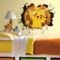 2ชิ้น Pokémons Pikachu การ์ตูนผนังสติ๊กเกอร์ห้องเด็กการ์ตูนวอลล์เปเปอร์ติดด้วยตนเองตกแต่งวอลล์เปเปอร์น่ารักผนังสติ๊กเกอร์