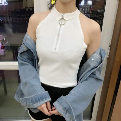 【现货 Ready Stock】 背心女短款韩版吊带背心女外穿性感露肩修身内穿上衣学生打底衫 Vest fashion vest Korean version