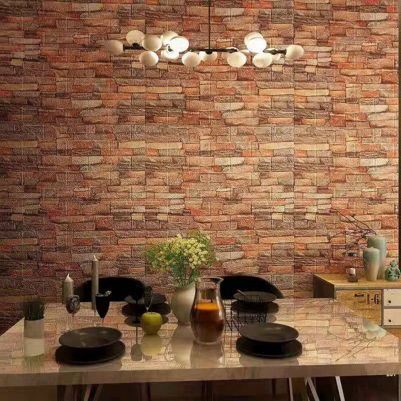 yurongfx 1pc House Decoration 3D Brick Wall Sticker Backdrop DIY  Self-Adhesive Waterproof Wallpaper Living Room Bedroom Rustic Retro 35x15cm  