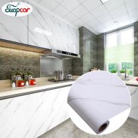 PVC Cupboard Stickers Self-Adhesive Table Wallpaper Furniture Renovation White Cabinet Kitchen Marble Waterproof Oilproof Film