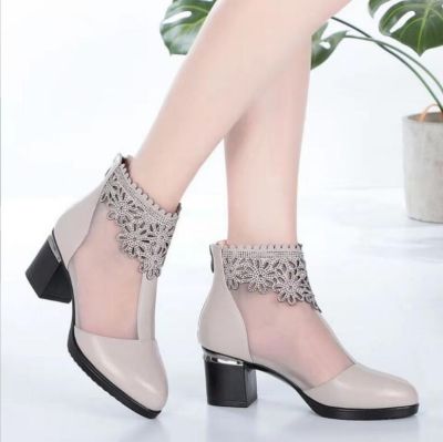 ขายดีที่สุด ioztt2023 - /☂ Sandals for Fashion Rhinestone Mesh Leather Shoes High-heeled 2023 Breathable Women 39;s