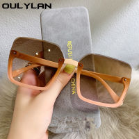 【cw】Oulylan 2022 Fashion Square Sunglasses Women Vintage Half Frame Oversized Sun Glasses for Men Luxury White Blue Eyewear UV400