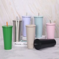 【CW】Cups Large 304 Stainless Steel Insulation Coffee Cup Multiple Color Small Fresh Portable With Straw Creative Car Mugs 500ML