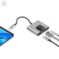 HESTING อะแดปเตอร์แท็บเล็ตฮับ100Mbps สำหรับแล็ปท็อป PD ที่ชาร์จไฟรวดเร็ว USB C ถึง3.5Mm ตัวแปลงเครือข่ายอแดปเตอร์ LAN เครือข่าย RJ45พอร์ต Type-C ไปยัง Ethernet