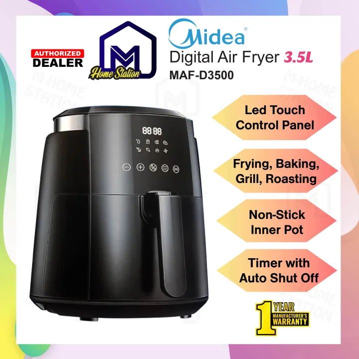 Midea Air Fryer Large 3.5L Capacity 3D Rapid Air Flow System Digital ...