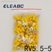 ∈■ RV5.5-5 Yellow Ring insulated terminal cable Crimp Terminal 100PCS/Pack suit 4-6mm2 Cable Wire Connector RV5-5 RV