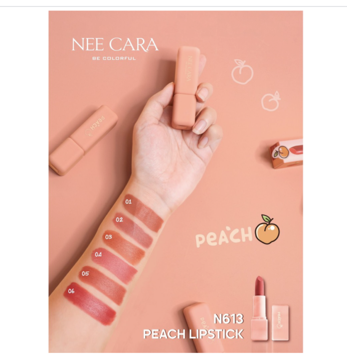nee-cara-sweet-as-a-peach-lip-stick-n613-สีโทนแดงส้ม-ของแท้-พร้อมส่ง