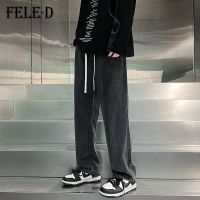 ☏☸◐ FELE D black retro jeans mens summer thin pants trendy brand boys American high street trousers straight-leg pants