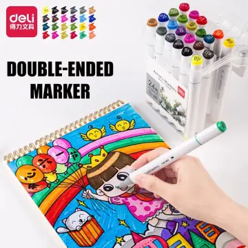 Deli Markers Pen 12-80 Color Sketch Art Pучка Brush Set Double Tips  Alcoholic Pens For Artist Manga Markers Art Supplies School