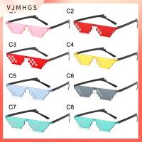 VJMHGS ตลกดี คอสเพลย์ ฮาโลวีน เฉดสี แว่นตาปาร์ตี้ แว่นกันแดดหุ่นยนต์นักเล่นเกม แว่นตาโมเสค pixelated