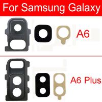 สําหรับ Samsung Galaxy A6 A600 A6 Plus A605 เลนส์กล้องด้านหลังพร้อมสติกเกอร์กล้องด้านหลังฝาครอบกระจกเปลี่ยนชิ้นส่วนซ่อม