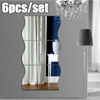 6pcs Adhesive Decals Mirror Wall Stickers for Room Mural