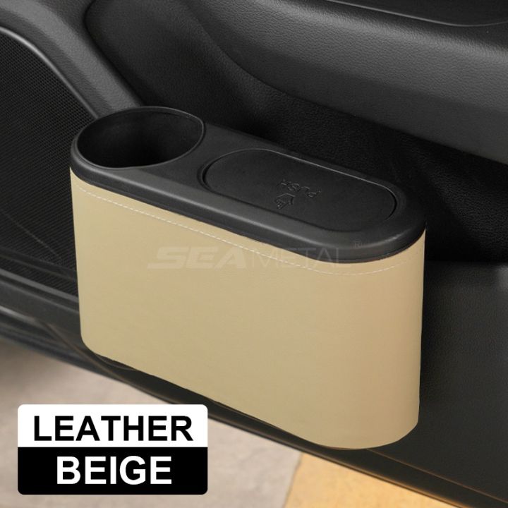 seametal-กล่องเก็บของในรถยนต์-ถังขยะในรถยนต์-ถังขยะ-กล่องเก็บของเอนกประสงค์แบบแขวน-ที่วางแก้ว-อุปกรณ์เสริมในรถยนต์