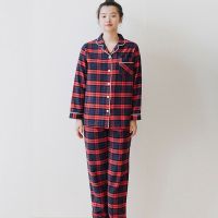 ⭐️⭐️⭐️⭐️⭐️ MUJI MUJI exports to Japan autumn and winter unprinted womens pure cotton long-sleeved cotton brushed flannel pajamas plaid home clothes