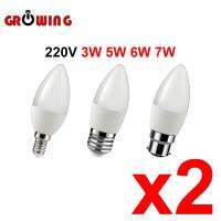 2PCS Led Candle Bulb C37 3W 5W 6W 7W B22 E27 E14 AC220v-240v 3000K 4000K 6000k For Home Decoration Lamp