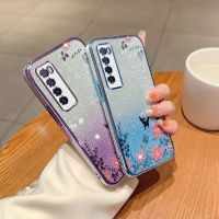 เคส7i สำหรับ Huawei Nova 7 /Nova 7 Se/nova ลายดอกไม้ประดับเพชรแวววาวดีไซน์ลายดอกไม้เป็นซิลิโคนเคสมือถือกันกระแทกฝาครอบหลังเคสป้องกันสำหรับเด็กผู้หญิง