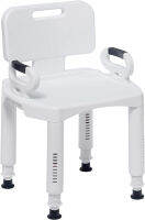 Drive Medical RTL12505 Handicap Bathroom Bench with Back and Arms, White