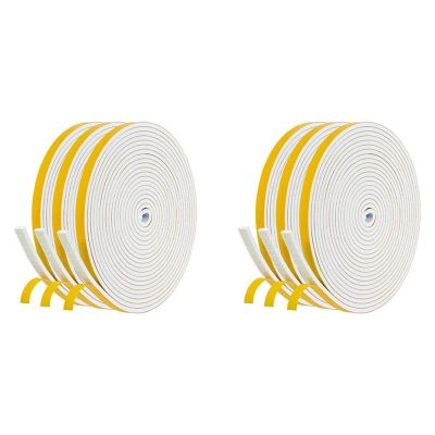 Self Adhesive Foam Tape Door Window Seal Door Draught Excluder Weatherstripping, 6mm Wide x 3mm Thick 6 Pcs Each White