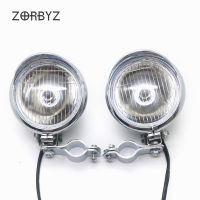 ZORBYZ 12V Chrome Fog Light ผ่าน Spot โคมไฟ Roll Cage Guard Bar Tube Mount cket Clamp สำหรับ Yamaha Suzuki Honda