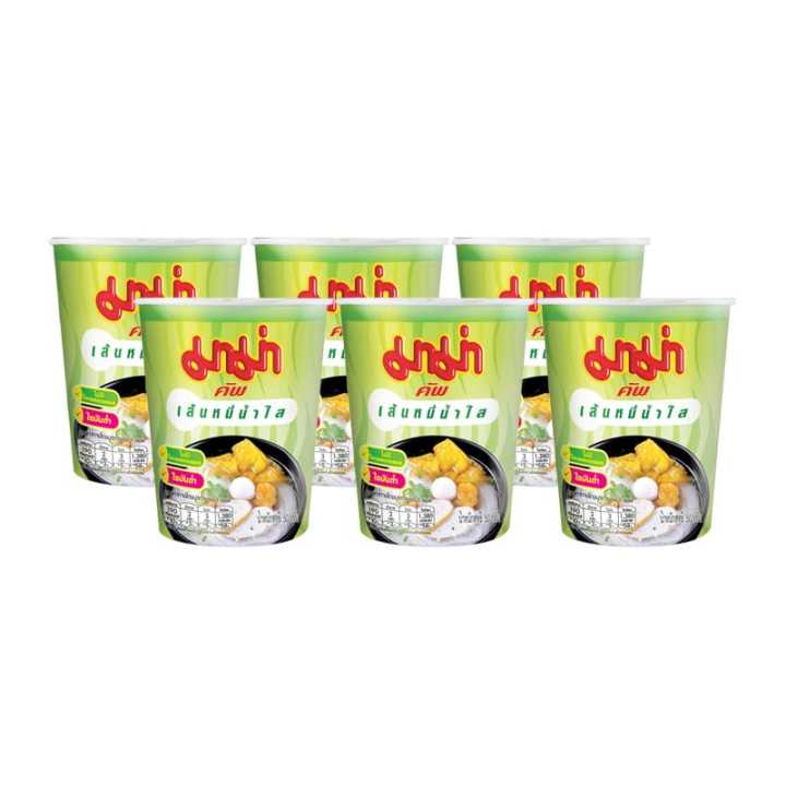 Mama Cup White Noodles 55 g x 6.มาม่าคัพ เส้นหมี่กึ่งสำเร็จรูป น้ำใส 55 กรัม x 6 ถ้วย