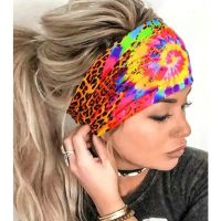 【CC】 Elastic Gradient Leopard Wide Headband Turban Headwrap Cotton Soft Bandana Accessories