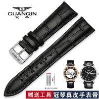 Guanqin Leather Original Watch with Quartz กลไกจักรกล สร้อยข้อมือผู้ชาย เข็มขัดนักเรียน สีดำ สีน้ำตาล 19/20/22mm