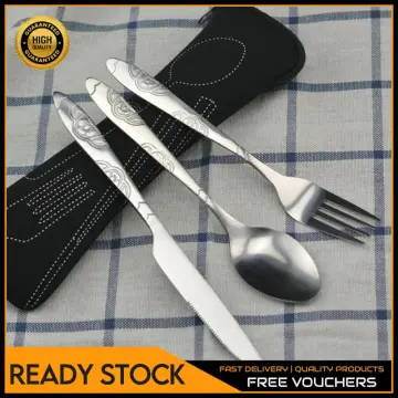 3pcs/set Travel Portable Cutlery Set 3 In 1 Wheat Straw Knife Fork Spoon  Japan Style Student Dinnerware Sets Kitchen Tableware