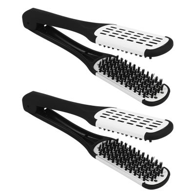 2X Professional Straightening Brush Hairdressing Tool Double-Sided Brush Hair Straightening