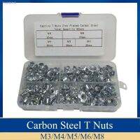 ❖☃ 90pcs Carbon Steel T Nuts M3 M4 M5 M6 M8 Captive Pronged Tee Nuts Blind Nuts Zinc Plated Metric Assortment Kit