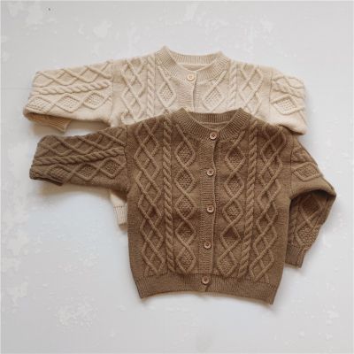 2022 Autumn New Baby Knitwear Boys Kintted Cardigan Twists Sweaters Coat Toddler Kids Cotton Clothes Outwear Girls Jacket Tops